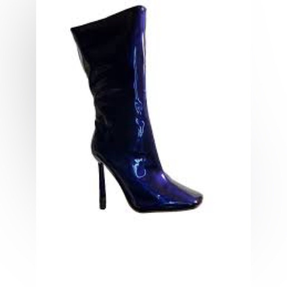 Cape Robbin Shiny Navy Heeled Boots - Picture 3 of 6